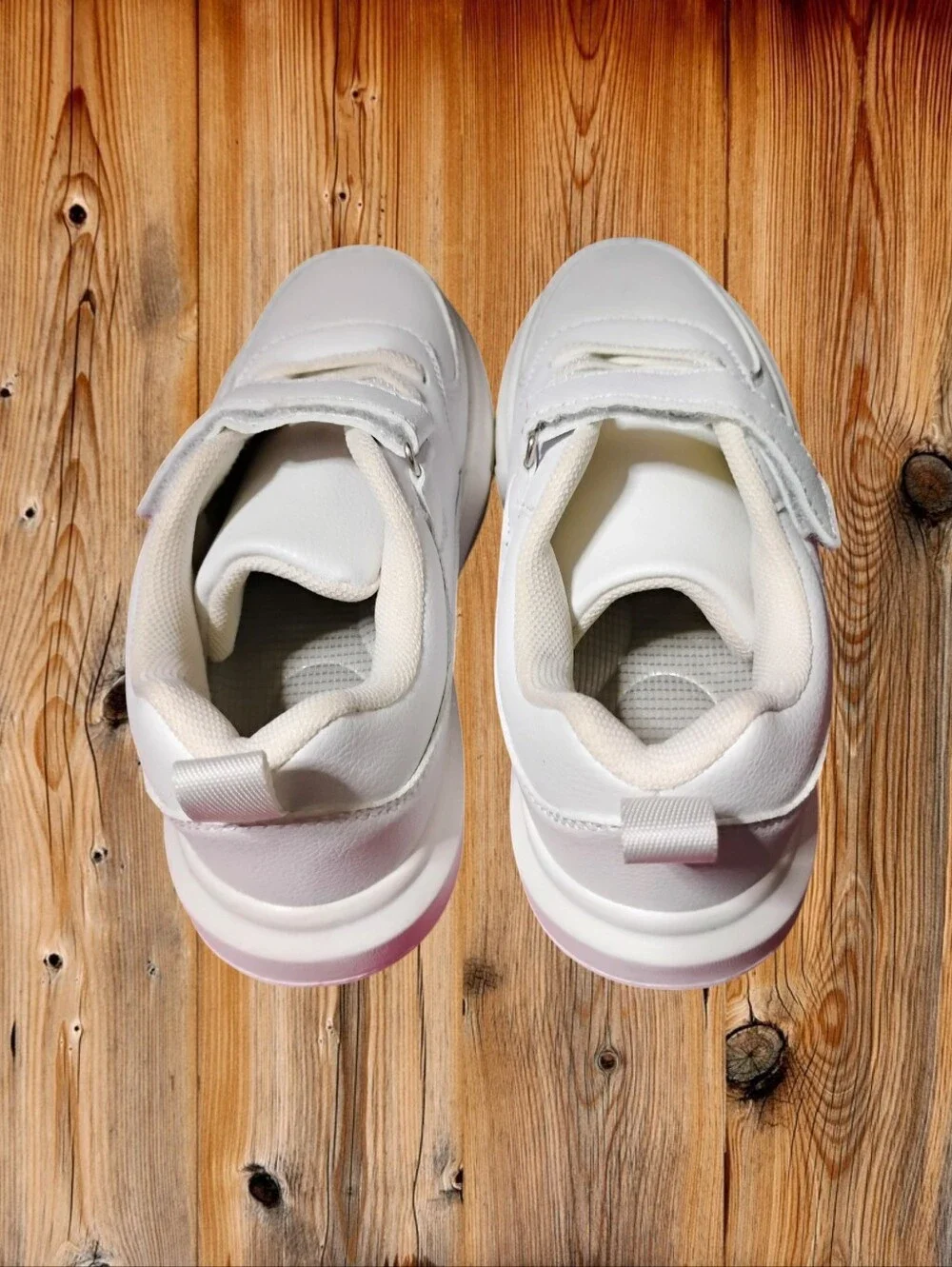 Kids White Velcro Sneakers - Classic Casual Shoes